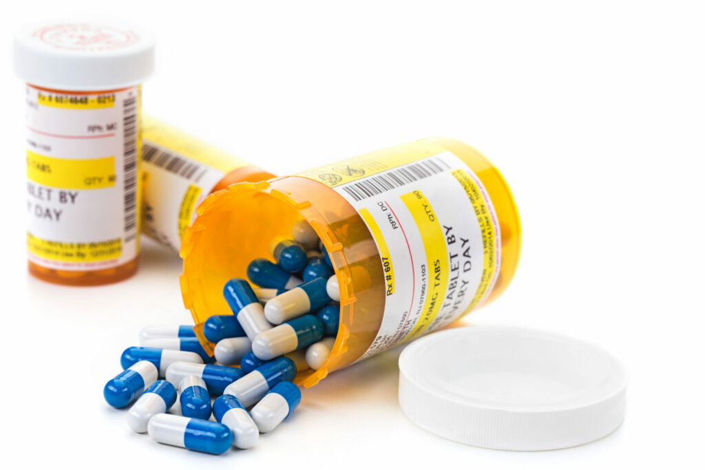 prescription medication in pill vials
